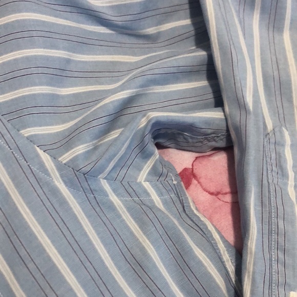 Burberry Blue and White Stripe Button Down Mens Size 16.5 -35 - Picture 10 of 16